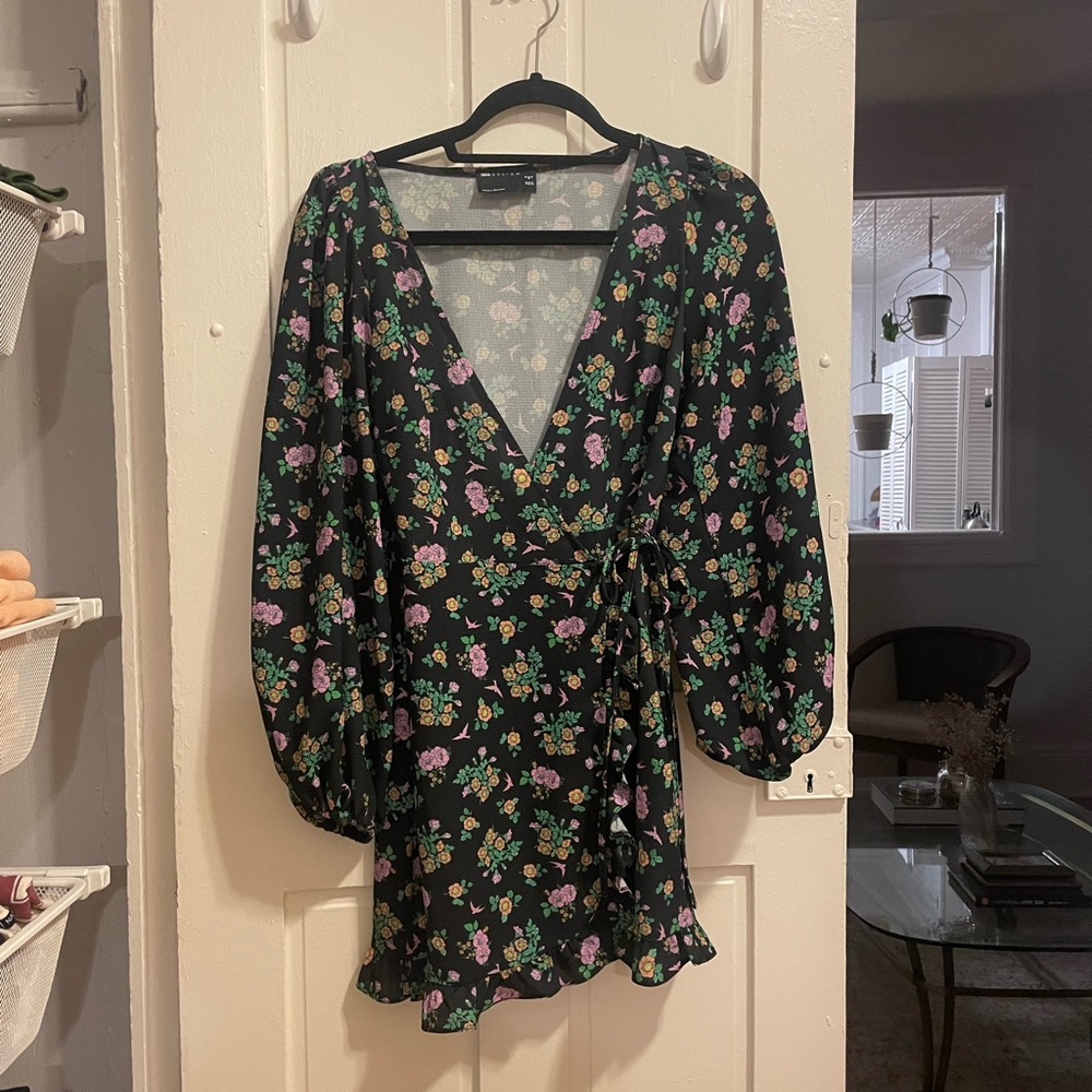 NWOT black floral mini dress - Picture 8 of 9